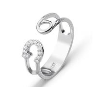 OIDIMS Simple Safety Pin Open Eternity Ring for Women Men Adjustable Paperclip Wrap Stacking Rings Cubic Zirconia Knuckle Promise Band Statement Wedding Fashion Holiday Jewelry, Adjustable, Metal