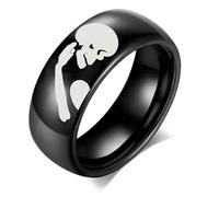 OIDIMS Skull Love Matching Rings for Couples Stainless Steel Heart Promise Rings for Women Men Engagement Wedding Ring for Him and Her Punk Gothic Rings Birthday Anniversary Valentines Day Gifts, 9 UK