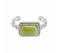 OIDIMS Square Cabochon Open Cuff Ring for Women Modern Chain Link Band Adjustable Statement Rings Minimalist Contemporary Faux Stone Comfort Fit Finger Vintage Statement Jewelry for Mother Valentine