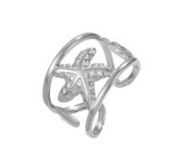 OIDIMS Starfish Ring for Women Fashion Ocean Sea Star Conch Shell Vacation Adjustable Rings Stylish Open Band Stainless Steel Comfort Fit Knuckle Middle Finger Minimalist Summer Coastal Jewelry, Metal