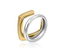 OIDIMS Trendy Geometric Statement Ring for Women Unique Circle Square Design Personalized Stackable Knuckle Rings Charm Gold-Tone Plated Comfort Fit Finger Band Punk Fashion Jewelry, 6-8, Metal, No