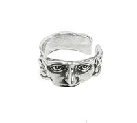 OIDIMS Unique Half Face Vintage Icarus Rings for Women Men Open Stacking Weird Ring Creation of Adam Ring Knuckle Finger Band Personalized Punk Style Comfort Fit Holiday Party Greek Mythology Jewelry