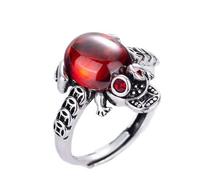 OIDIMS Vintage Golden Toad Adjustable Ring for Women Men Lucky Statement Simulated Red Gemstone Open Finger Ring Small Crystal Eye Comfort Fit Good Luck Fashion Jewelry