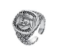 OIDIMS Vintage Japan Queen Statement Finger Rings for Women Personalized Promise Oxidized Expanded Wide Thick Open Wrap Knuckle Bands Adjustable Eternity Ring Fashion Cocktail Party Unique Jewelry