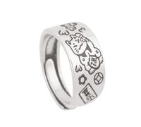 OIDIMS Vintage Lucky Cat Ring for Women Men Good Luck Statement Adjustable Rings Cute Kitten Open Band Fashion Comfort Fit Middle Thumb Finger Jewelry for Aniaml Pet Lover