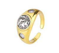 OIDIMS Vintage Roman Greek Ring for Women Men Fashion Head Adjustable Cool Rings Comfort Fit Open Band Weird Icarus Ring Unique Statement Middle Open Band Comfort Fit Biker Greek Mythology Jewelry, 6