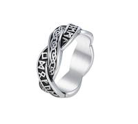 OIDIMS Vintage Viking Rune Band Ring for Men Women Silver Stainless Steel Fashion Celtic Viking Wedding Bands Pinky Thumb Rings Elder Futhark Magic Norse Runes Symbols Nordic Pagan Jewelry, 5 UK