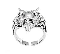 OIDIMS Vintage Viking Wolf Head Statement Rings for Men Women Punk Style Biker Open Knuckle Ring Norse Pagan Symbol Retro Gothic Animal Comfort Fit Finger Hip-Hop Party Jewelry Size 8