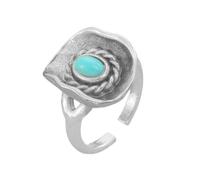 OIDIMS Vintage Western Cowboy Hat Ring for Women Simulated Turquoise Country Concert Statement Boho Rodeo Cowgirl Finger Open Band Rodeo Fancy Dress Costume Jewelry Punk Party Accessories Size 7