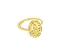 OIDIMS Virgin Mary Finish 925 Sterling Silver Statement Band Rings for Women Stackable Plate Knuckle Dainty Best Friend Mid Finger Faith Lady of Guadalupe Religious Gifts Jewelry #6.5