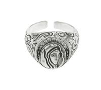 OIDIMS Virgin Mary Ring Open Ring for Women Men Fashion Antique Silver Bible Verse Prayer Rings Middle Thumb Finger Adjustable Christian Lady of Guadalupe Anillo Cubic Zirconia Religious Jewelry
