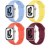 Oielai 4 Pack Straps Compatible with Apple Watch Strap 49mm 44mm 45mm 42mm for Women Men, Replacement Soft Sport Straps for iWatch Series 9 8 SE 7 6 5 4 3 2 1 Ultra/Ultra 2, Bright Colour