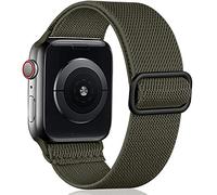 Oielai Solo Loop Nylon Band for Apple Watch Strap 38mm 40mm 41mm 42mm | Adjustable Stretch Sport Replacement Band, for iWatch Series 12 11 10 9 8 7 6 5 4 3 2 1 SE, for Women Men, Army Green