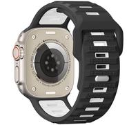 Oielai Sports Strap Compatible with Apple Watch Ultra 2/Ultra Strap, 49mm 46mm 45mm 44mm 42mm for Men, 26mm Wide Soft Silicone Band for iWatch Series 10 9 8 7 6 5 4 3 2 1 SE, Black/White