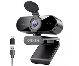 OIEXEN 1080P Webcam with Microphone, Auto Exposure 90° FOV & Privacy Cover | USB-A to C Adapter Plug & Play Web Camera for PC, Laptop, Desktop, Zoom, Teams, Streaming, Video Calling, Conference