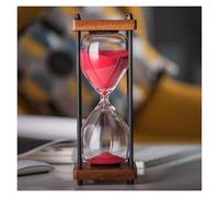 OIFAODAO, 15 30 Minutes Wooden Large Hourglass Timer, dining Room Living Closet Office Desk Bedroom Sand Clock Creative Gift,Hourglass(Red,30 minutes)