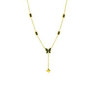 OIFAODAO, 316L Stainless Steel Black Butterfly Zircon Pendant Necklace For Women New Girls Clavicle Chain Jewelry Gifts Bijoux