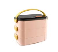 OIFAODAO, Bento Boxes 304 Stainless Steel Lunch Box Multilayer Microwaveable Students Children The Picnic Tablewar,Lunchbox(Pink)