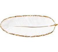 OIFAODAO, Ceramic Plate Fashion Feather Design Tray Tableware Accessories Dim Sum Fruit Kitchen Dining Dish,Fruit Bowl(37cm)