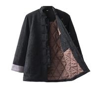 OIFAODAO, Chinese Tang suit， Suit for Men Kung Fu Clothing Tops Thick Warm Winter Cotton Coat Martial Art Shirt,Chinese Wedding Gowns(Black,4XL)