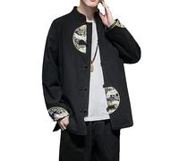 OIFAODAO, Chinese Tang suit, Traditional Kung Fu Top Shirt for Men Vintage Style Hand Embroidery Suit Coat,Chinese Wedding Gowns(Black,XL)