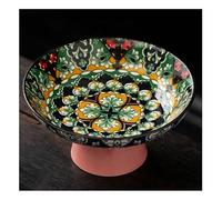 OIFAODAO Fruit Bowl, Enamel Colored Ceramic High Legged Fruit Plate Coffee Table Snack in The Living Room(Style3)