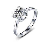 OIFAODAO Mossanite Wedding Rings, 14K White Gold Rings for Women, Wedding Ring for Geometric 4 Prong Solitaire Round Moissanite(0.5ct,T 1/2)