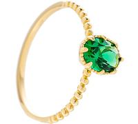 OIFAODAO Mossanite Wedding Rings, 14K Yellow Gold Engagement Ring Women, Thin Solitaire Green Oval Tsavorite(R 1/2)
