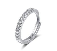 OIFAODAO Mossanite Wedding Rings, 14K Yellow Gold for Women, Engagement Ring for Adjustable Half Row with Round Moissanite(White Gold,L 1/2)