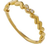 OIFAODAO Mossanite Wedding Rings, 9K Yellow Gold Rings for Women, Thin Polished Heart with Round Diamond(Q 1/2)