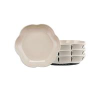 OIFAODAO Service/Dinner Plate, Divided Dinner Plates,The Diet Control Plate, Japanese White Round Ceramics Appetizer Dessert Salad Pasta(8inch Flower)