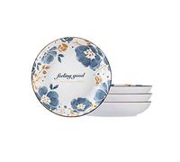 OIFAODAO Service/Dinner Plate, Divided Dinner Plates,The Diet Control Plate,Set of 4, Japanese Round Dessert Appetizer Salad Pasta Camping(7inch)