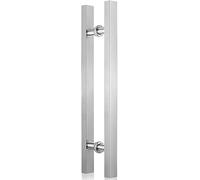 OIFAODAO, Silver Stainless Steel Square Tube T Bar Door Pull Handles, Shower Handle Sliding Wooden Barn,Glass Door Handle(100 x 70cm)