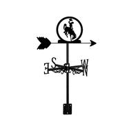 OIFAODAO, Weathervane Cowboys Team Horse Cross Western Metal Ornament Weather Vane Wind Direction Indicator Roof Mount for Farm Garden Yard Patio Decor, K,Weather vane(K)