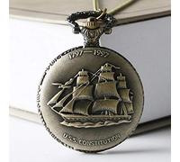 OIFMKC Pocket Watch Antique 1797-1997 US Constitution Sailing Canvas Boat Ship Design Quartz Pocket Watch with Necklace Chian Gift Pendant