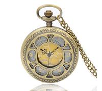 OIFMKC Pocket Watch Bronze Black Palindrome Harmony Full Hunter Quartz Engraved Fob Retro Pendant Pocket Watch Chain Gift Fire Fighter Theme,Bronze