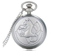 OIFMKC Pocket Watch Christmas Gifts Fashion Design Full Metal Alchemist Dull Polish Quartz Pocket Watch Clock Pendant Fob Chain Men Women