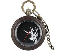OIFMKC Pocket Watch Classic Ebony Quartz Pocket Watch Practical Large Dial with Luminous Pointers Roman Numerals Silver Pendant Chain Unisex,E