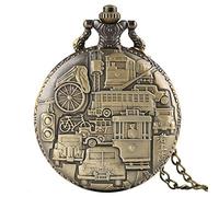 OIFMKC Pocket Watch Classic Old Shanghai Quartz Pocket Watch Bronze Exquisite Fob Necklace Watch Vintage Steampunk Unisex Pendant Clock with Chain