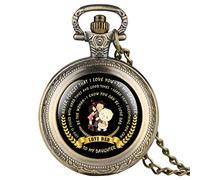 OIFMKC Pocket Watch Fashion to My Daughter Theme Quartz Pocket Watch Special Words Display Pendant Necklace Clock Birthday Gifts for Kids Girls,Bronze