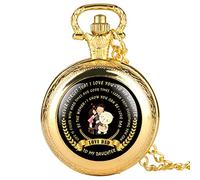 OIFMKC Pocket Watch Fashion to My Daughter Theme Quartz Pocket Watch Special Words Display Pendant Necklace Clock Birthday Gifts for Kids Girls,Gold