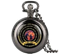 OIFMKC Pocket Watch Fashion to My Daughter Theme Quartz Pocket Watch Special Words Display Pendant Necklace Clock Birthday Gifts for Kids Girls,Black 3