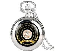 OIFMKC Pocket Watch Fashion to My Daughter Theme Quartz Pocket Watch Special Words Display Pendant Necklace Clock Birthday Gifts for Kids Girls,Silver 2