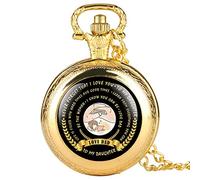 OIFMKC Pocket Watch Fashion to My Daughter Theme Quartz Pocket Watch Special Words Display Pendant Necklace Clock Birthday Gifts for Kids Girls,Gold 2