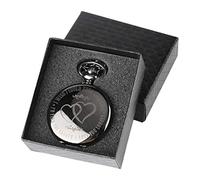 OIFMKC Pocket Watch I Wish I Could Turn Back TIME Theme Retro Black Smooth Quartz Unique Engraved Custom Love Pocket Watch with 30cm Chain Gifts Box