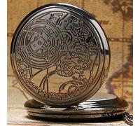OIFMKC Pocket Watch Quartz Pocket Clock Necklace Pocket Watches Exquisite Beautiful Pendant Clock with Chain for Men Women Gifts,Doctor Who Black
