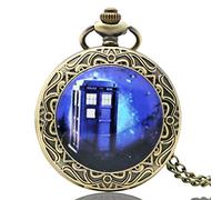 OIFMKC Pocket Watch Quartz Pocket Clock Necklace Pocket Watches Exquisite Beautiful Pendant Clock with Chain for Men Women Gifts,Doctor Who 9