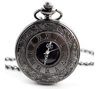 OIFMKC Pocket Watch Quartz Pocket Watch Wholesale Classical Roman Numbers Pocket Fob Watches Black Old Men Women's Accessories Father Gifts Jewelry,Black