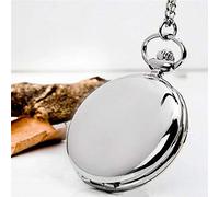 OIFMKC Pocket Watch Retro Classical 4.5cm Size Black Polish Quartz Men Pocket Watch Pendant Chain Smooth Pocket Watches Relogio De Bolso Gift,Silver