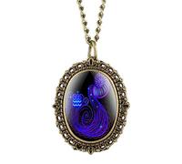 OIFMKC Pocket Watch Retro Fashion Twelve Constellations Theme Quartz Pocket Watches Pendant Lady Necklace Watch Gifts Women with Chain reloj,Aquarius